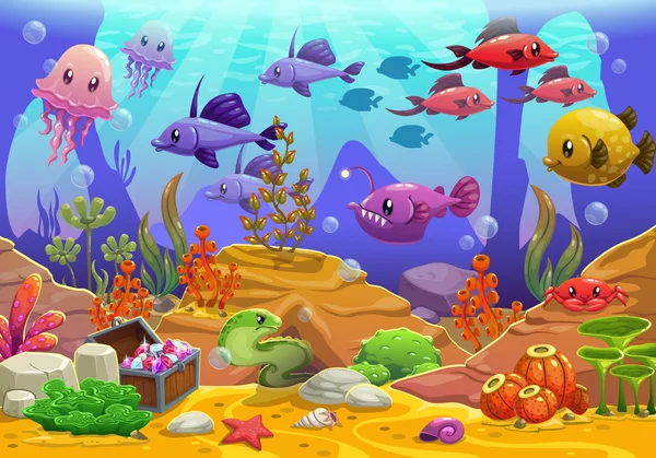 Cartoon Underwater world — Stock Vector