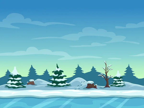 Nahtlose Cartoon-Winterlandschaft — Stockvektor