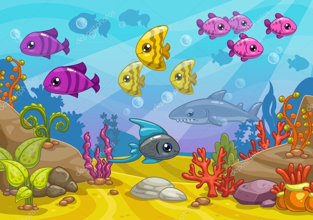 Underwater world, cartoon vector illustration #62270389 - Larastock