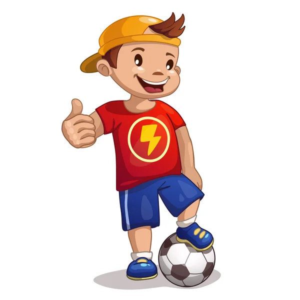 Muchacho de dibujos animados con pelota — Vector de stock