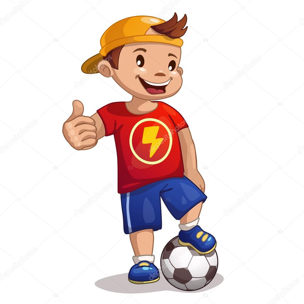 Cartoon boy with ball