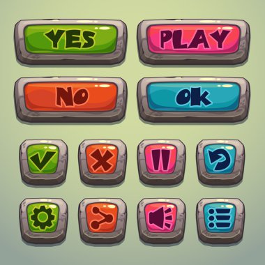 Çizgi film taş düğmeleri