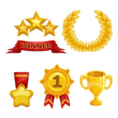 Award and trophy icons set