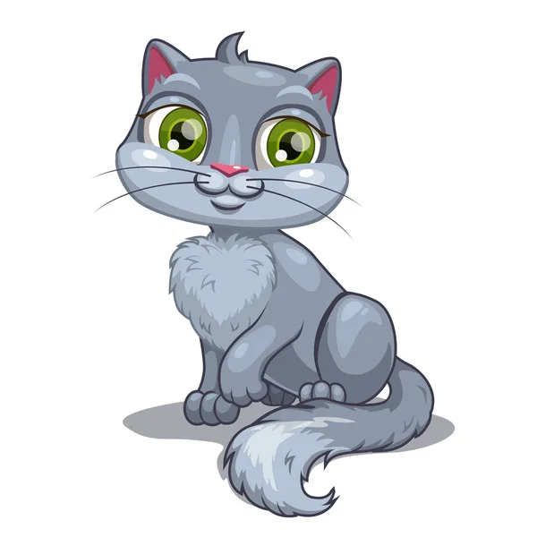 Dibujos animados gato gris — Vector de stock
