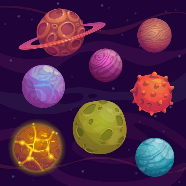 Cartoon fantastic planets — Stock Vector