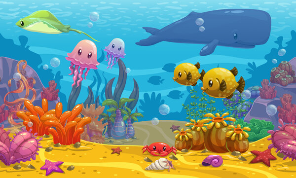 Cartoon underwater world