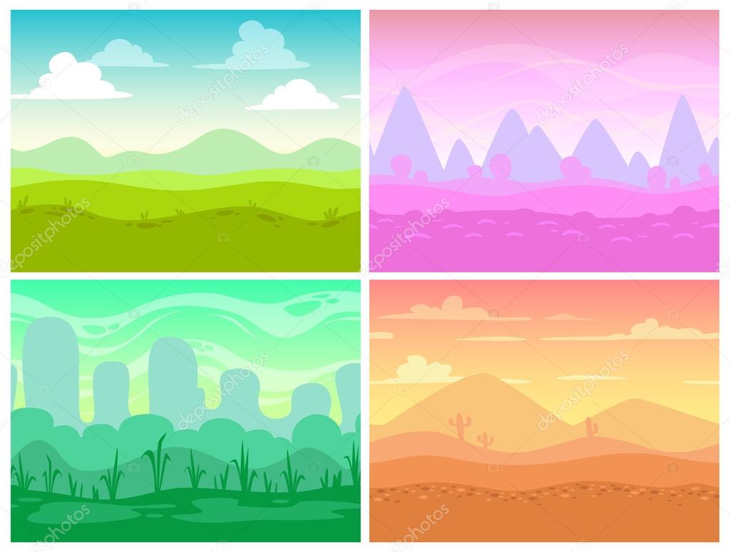 Seamless cartoon landscapes