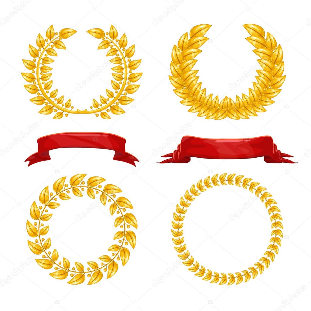 Gold laurel wreath set