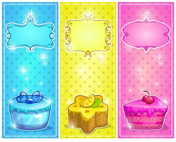 Vertical cards with cakes — Stock Vector