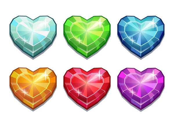 Conjunto de corazones de cristal — Vector de stock