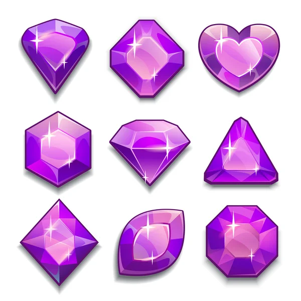 Set of violet crystals — Stock Vector