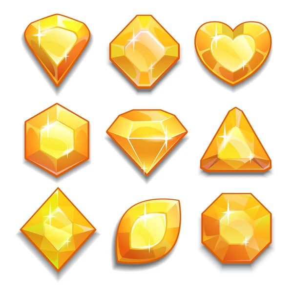 Set of yellow crystal — Stock Vector