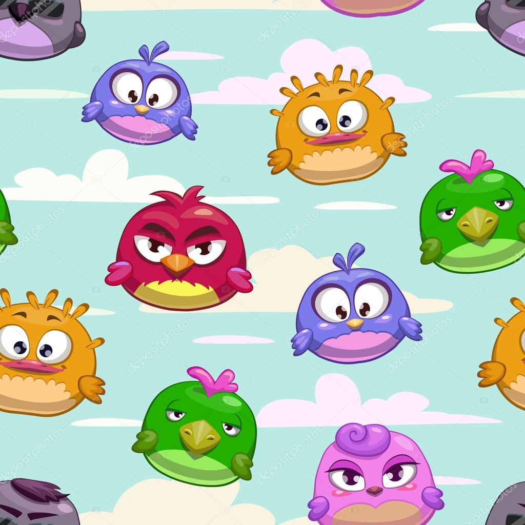 Modèle Avec Oiseaux Drôle De Dessin Animé Image