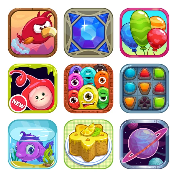 Spiele-Symbole im App Store — Stockvektor