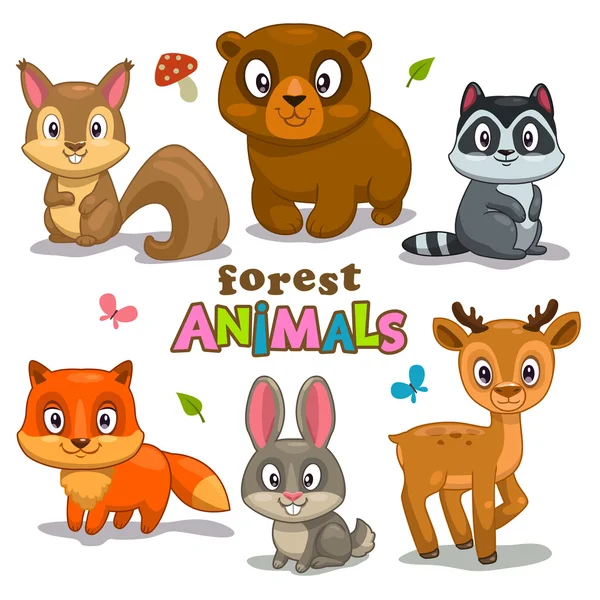 Cute cartoon forest animals Stock Illustration