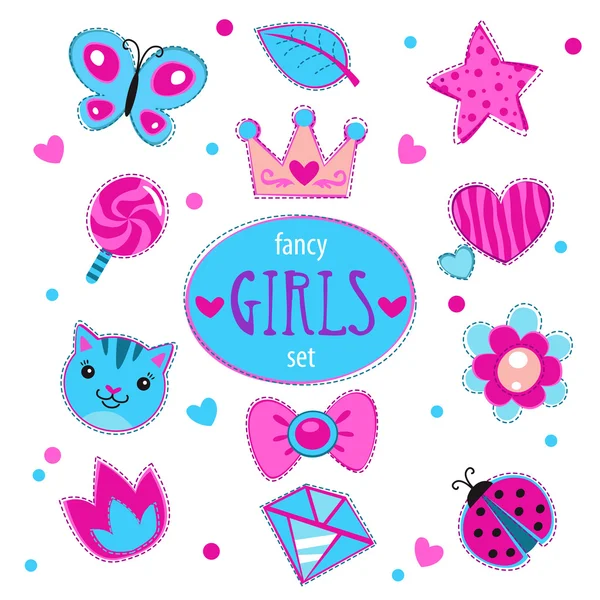 Cute girlish vector set — Stock Vector