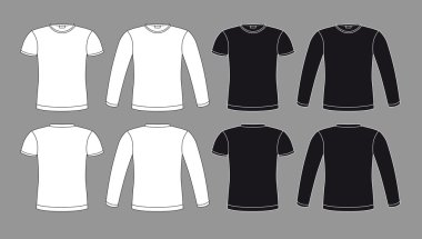 T-shirtler simgeler siyah ve beyaz renklerde
