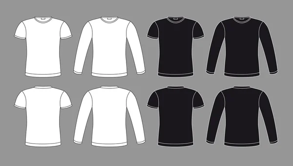 Camisetas iconos en colores blanco y negro — Vector de stock