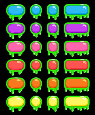 Komik sümüklü renkli düğmeler kümesi