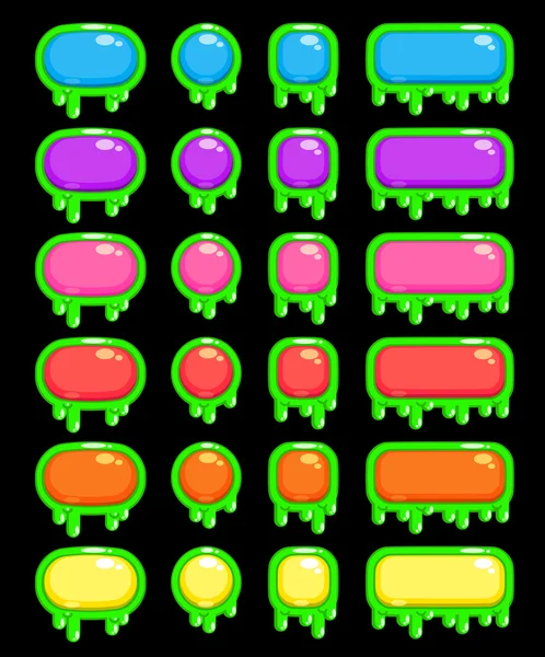 Αστεία γλοιώδες πολύχρωμα κουμπιά σύνολο — Διανυσματικό Αρχείο