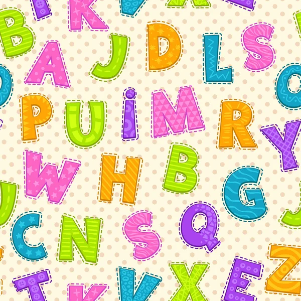Nahtloses Muster mit süßen lustigen Buchstaben — Stockvektor