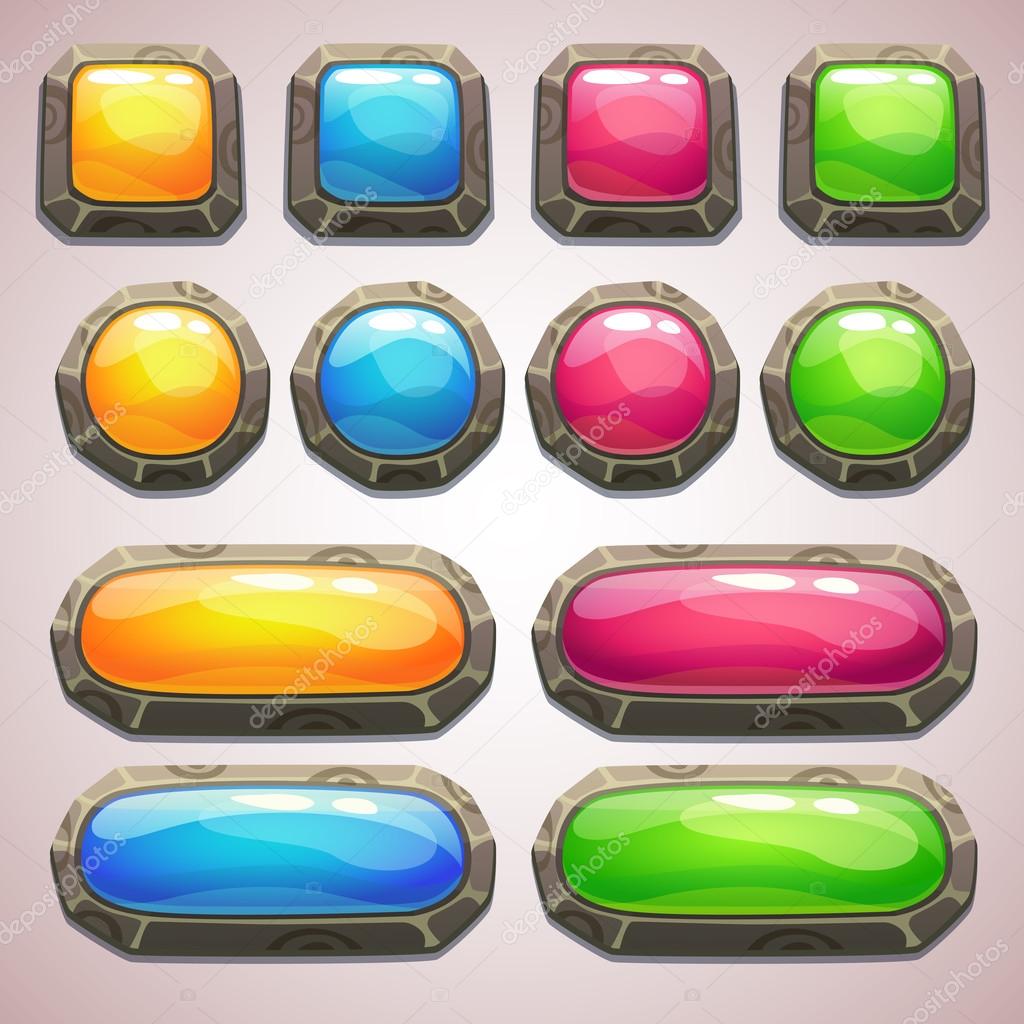 Set of cartoon colorful buttons