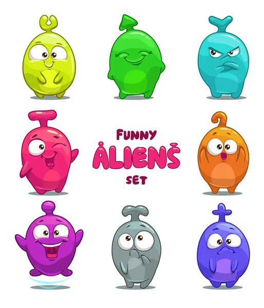 Desenhos animados engraçados alienígenas coloridos — Vetor de Stock