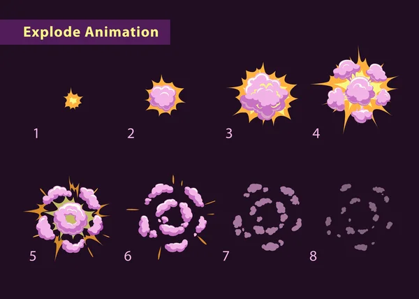 Explotar animación efecto con humo — Archivo Imágenes Vectoriales