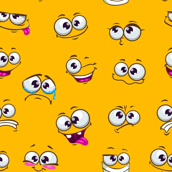 Seamless pattern with funny cartoon faces
