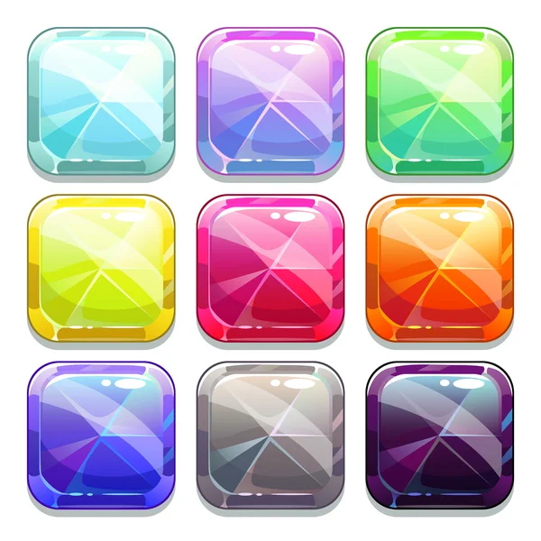 Coloridos botones cuadrados de cristal vector — Archivo Imágenes Vectoriales