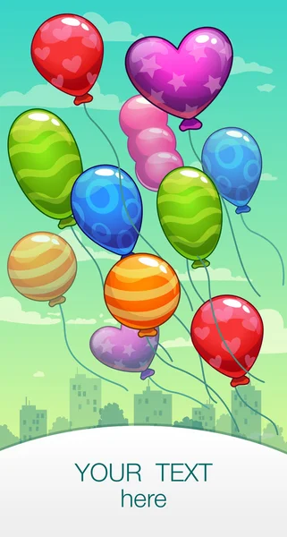 Κάθετο διάνυσμα banner με μπαλόνια κινουμένων σχεδίων — Διανυσματικό Αρχείο