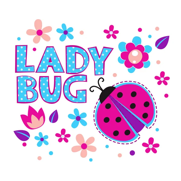 Cute girlish illustration with ladybug — Stock Vector