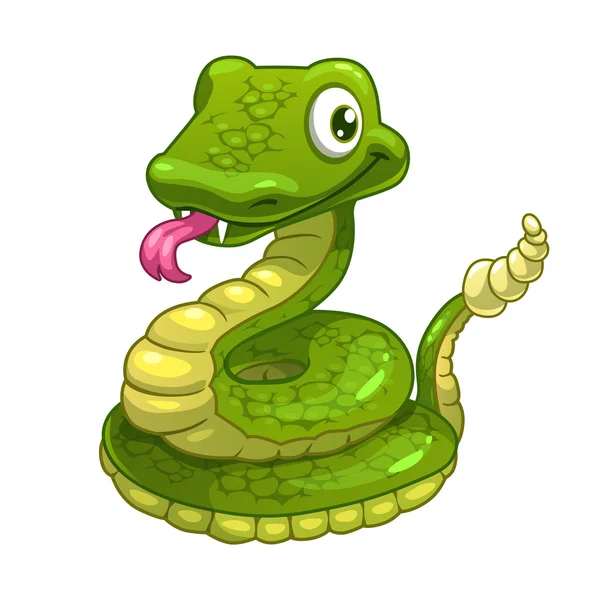 Grappige cartoon glimlachend Snake, green snake — Stockvector