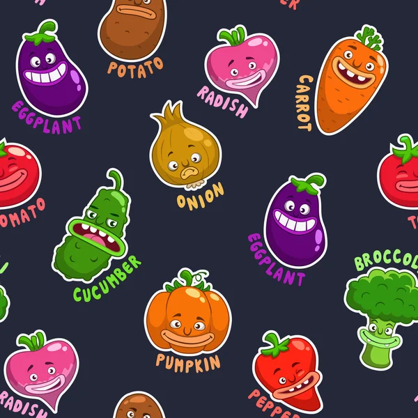 Seamless pattern with vegetable characters — Stock Vector