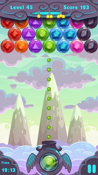 Bubbels shooter spel scherm — Stockvector