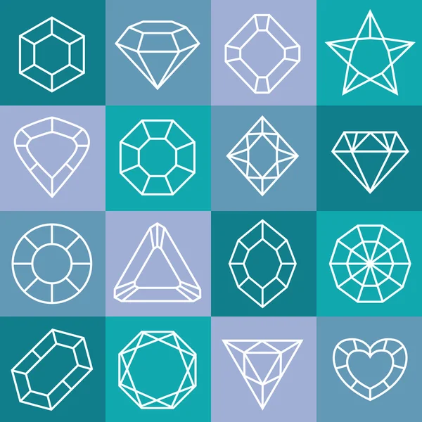 Linear diamond icons set — Stock Vector