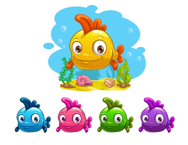 Funny cartoon yellow baby fish — Stock Vector