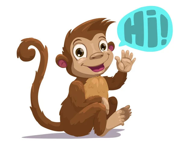 Lindo mono sentado de dibujos animados — Vector de stock