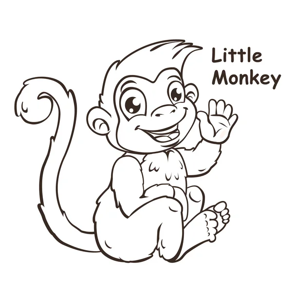 Niedlicher Cartoon sitzender kleiner Affe — Stockvektor