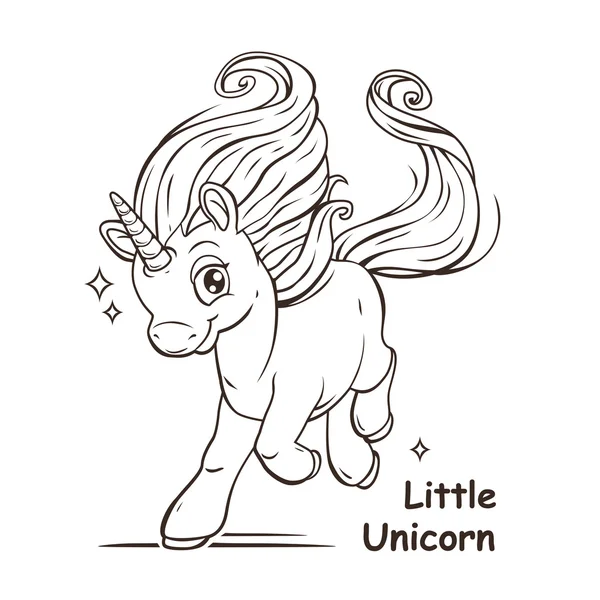 Küçük sevimli çizgi fantezi tek boynuzlu at