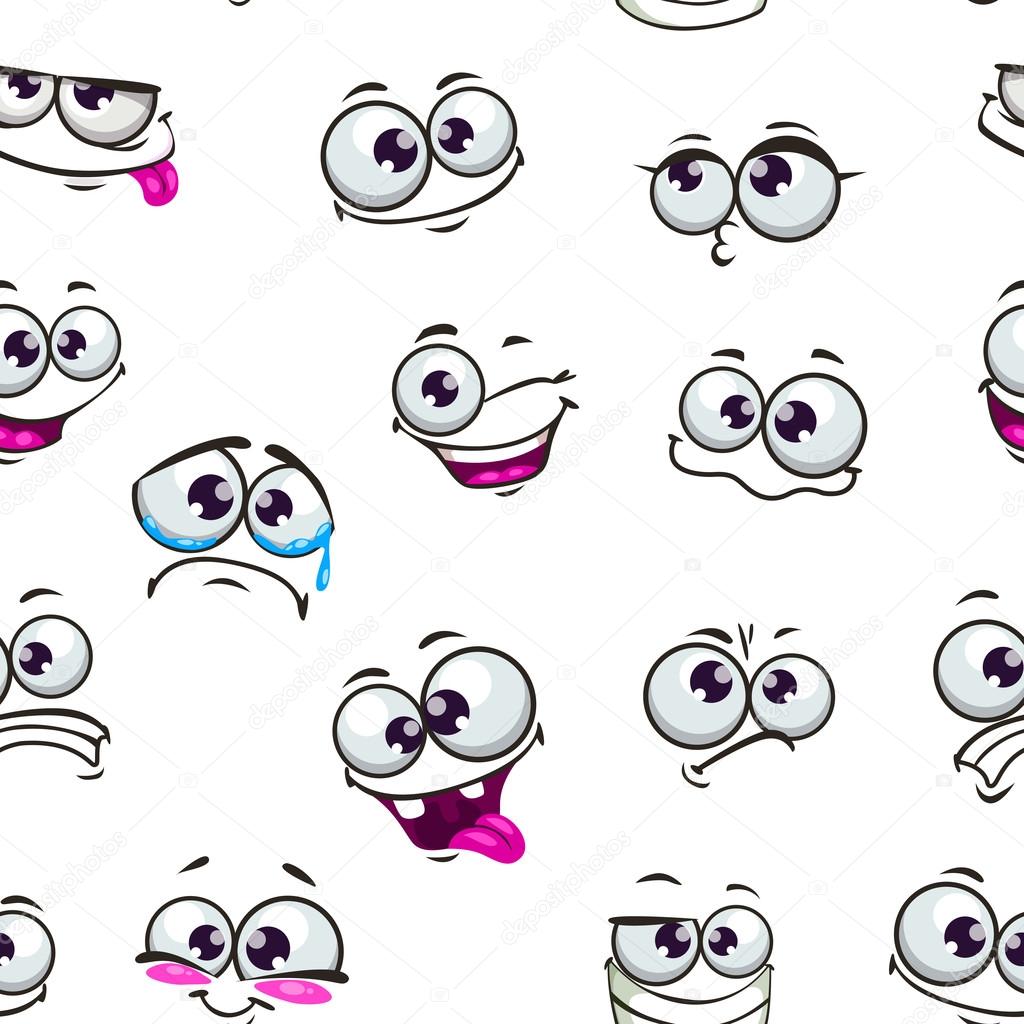 Seamless pattern with funny cartoon emoticons