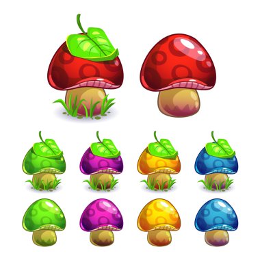 Sevimli çizgi vektör mantar set