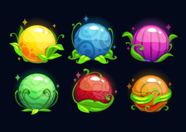 Güzel sihirli yuvarlak bitki seti