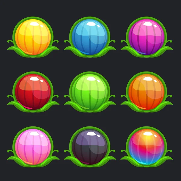 Смешные разноцветные круглые кнопки — стоковый вектор