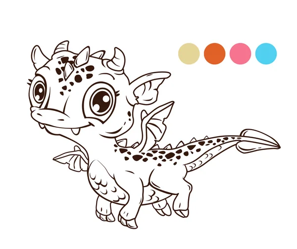 Cute cartoon vliegende baby dragon — Stockvector