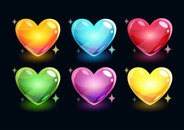 Set de inimi lucioase desene animate — Vector de stoc