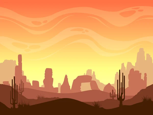 Varrat nélküli rajzfilm sivatagi táj — Stock Vector