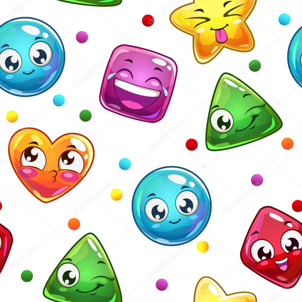 Seamless pattern with funny colorful faces