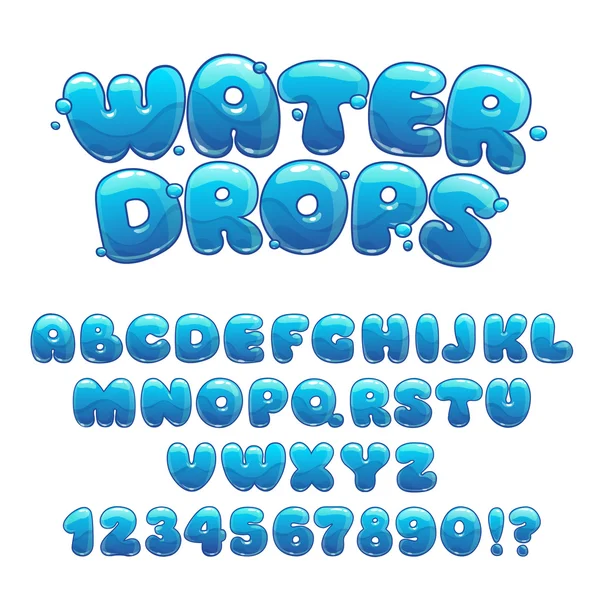 Cartoon water drops font — Stock Vector