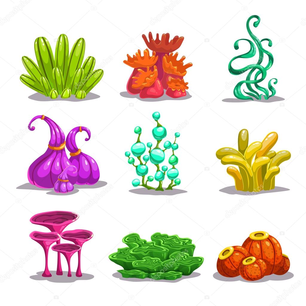 Funny colorful vector fantasy plants